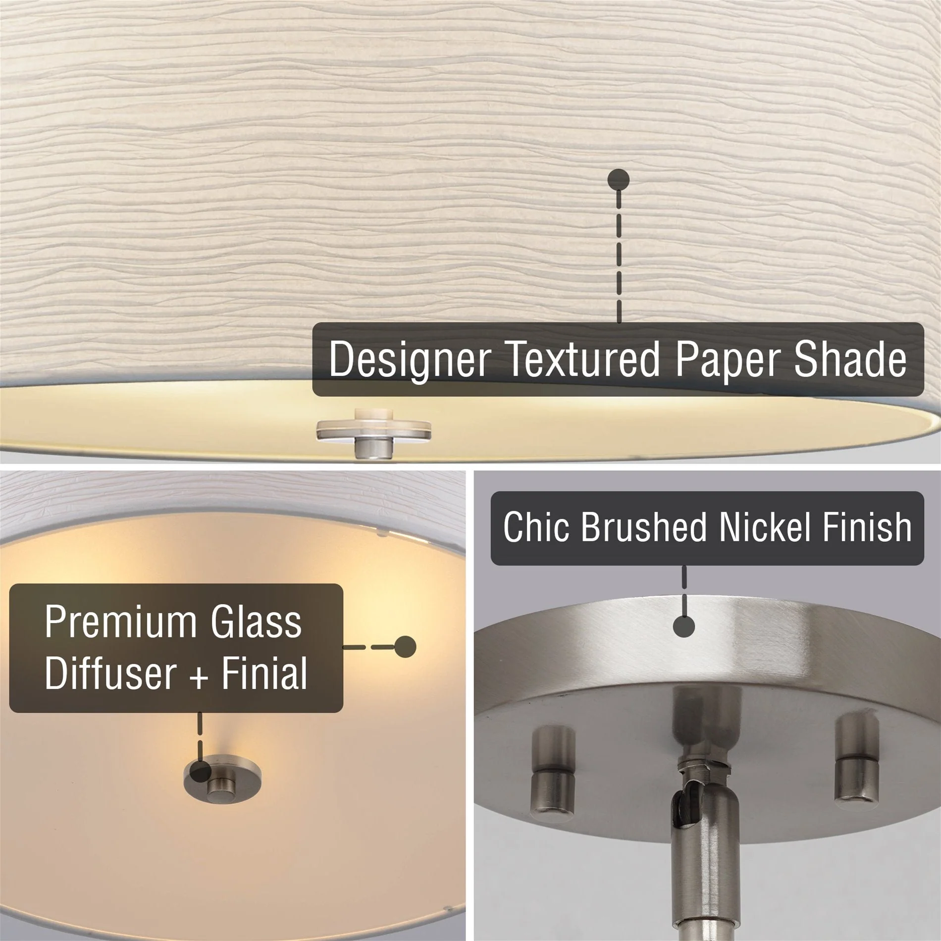 Pearl 18 Modern 3-Light Large Drum Pendant Chandelier