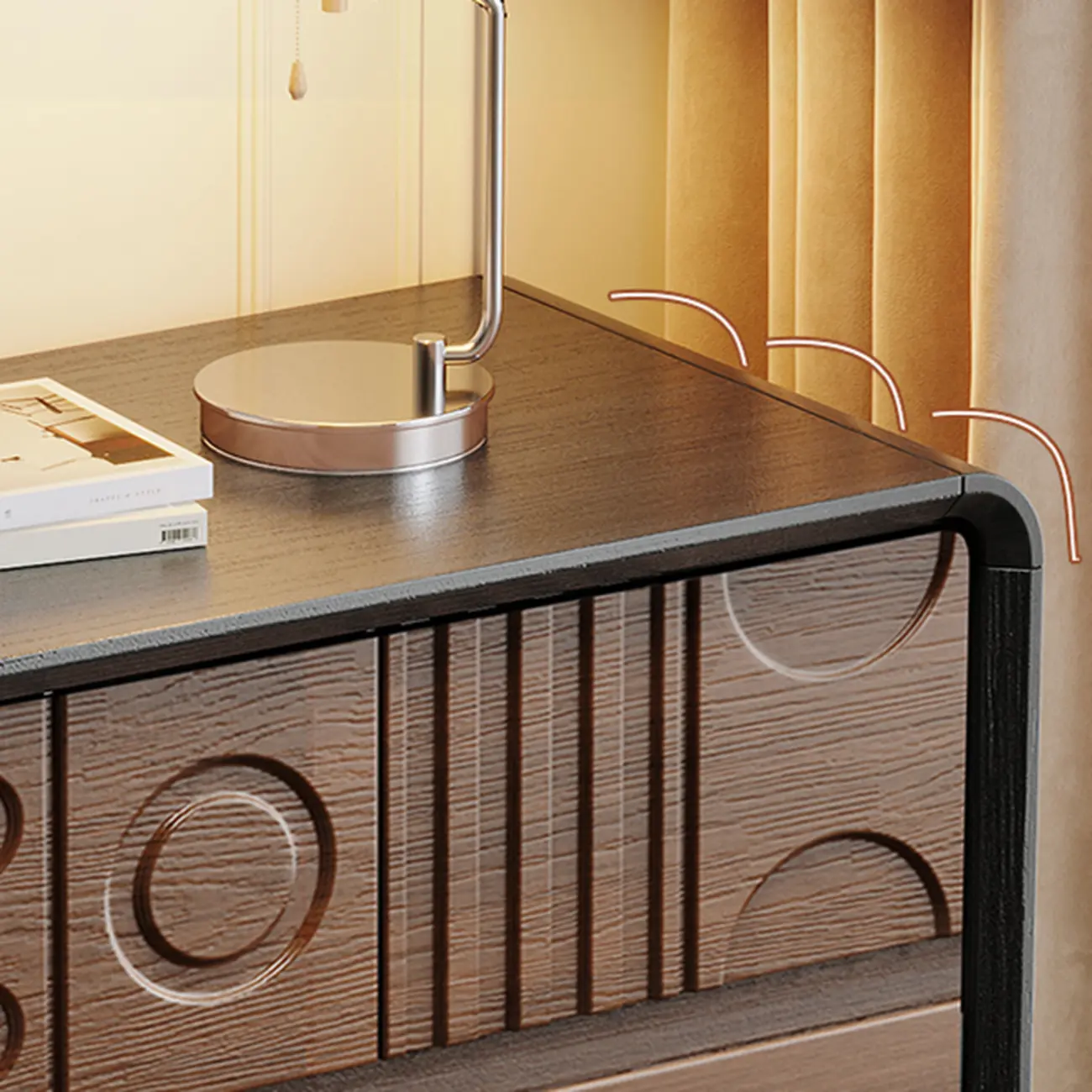 Art Deco Inspired Wood Dresser with Geometric Carvings