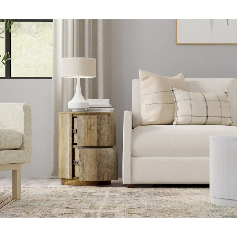 Carolina Living Kingston 2-Drawer 18  Round Nightstand