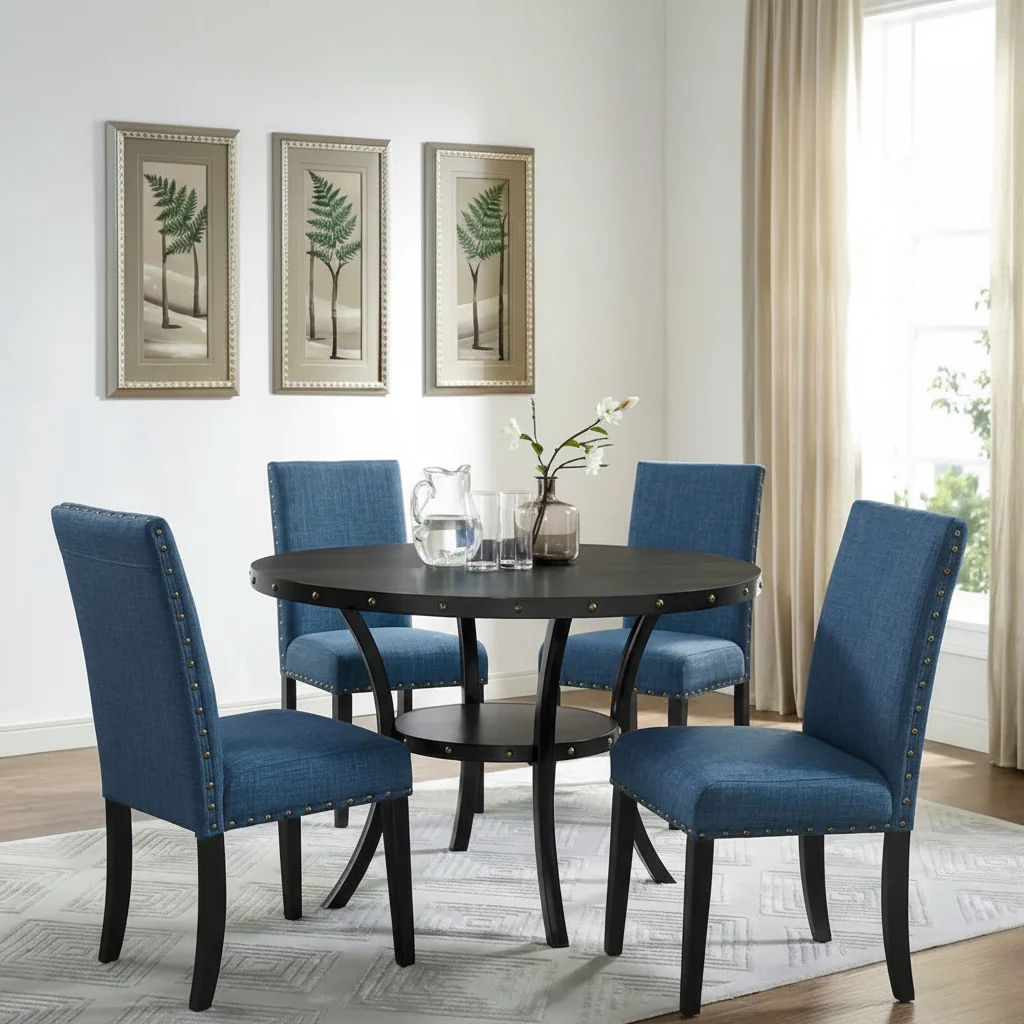 Modern Upholstered Dining Chair with Nail Head Trim