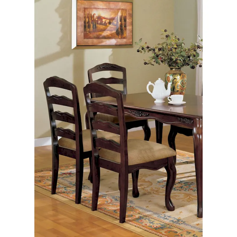 Transitional Dark Walnut Finish Set of 2pc Dining Chairs Solid wood Kitchen Dining Room Furniture Ladder back Side Chairs