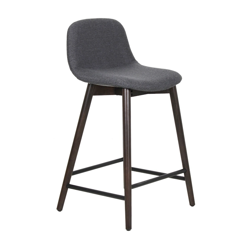 Upholstered Solid Wood Counter Stool With Footrest by East at Main