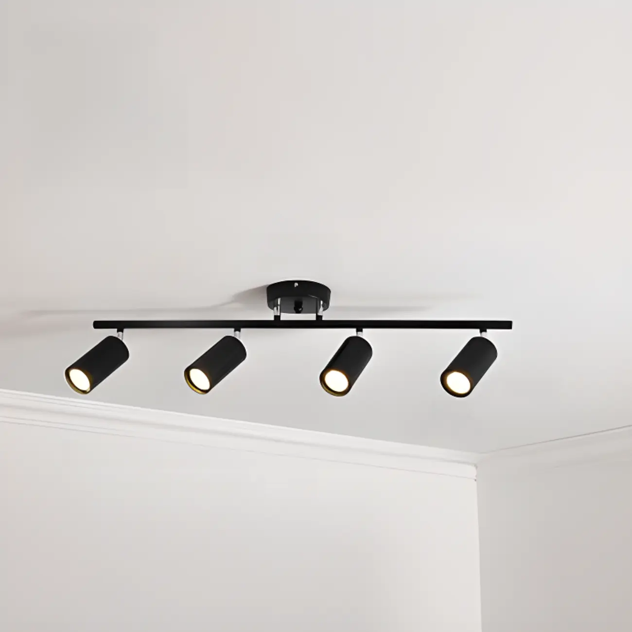 Modern Cylinder Semi-Flush Mount Metal Track Light
