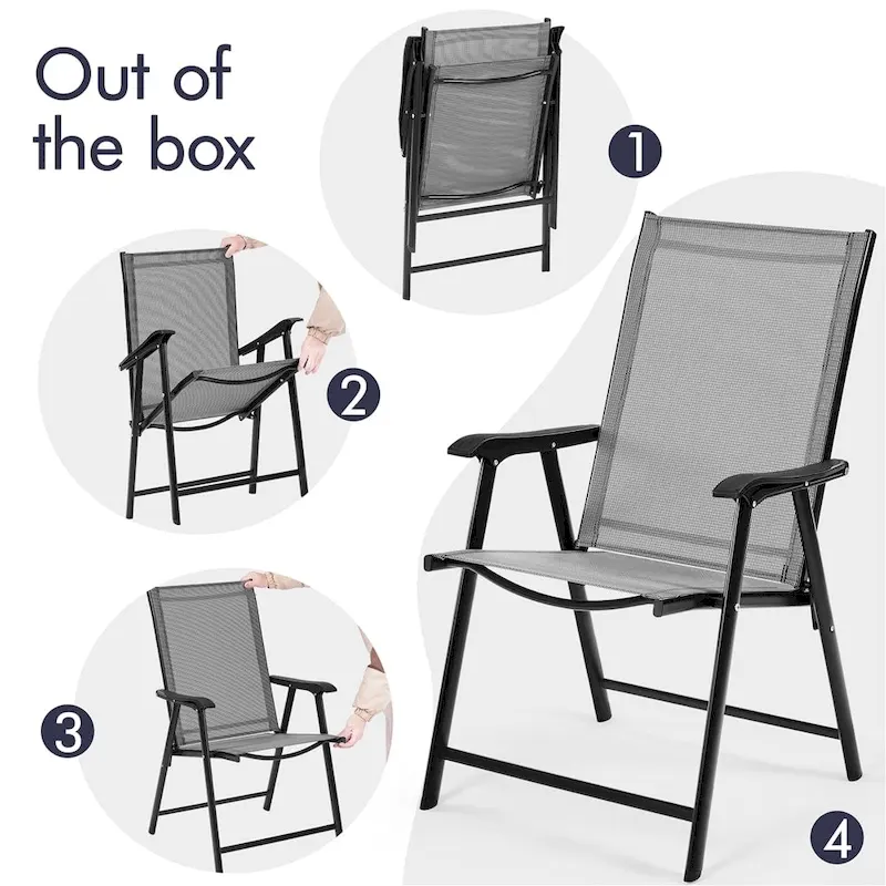 Yaheetech 4pcs Folding Dining Chairs Patio Dining Chairs with Backrest and Armrests