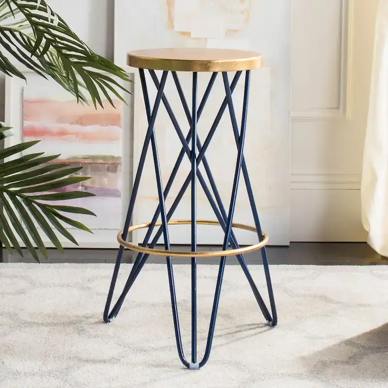 SAFAVIEH Elissa 30 Inch Gold Leaf Bar Stool - 18  x 18  x 30  - 18Wx18Dx30H