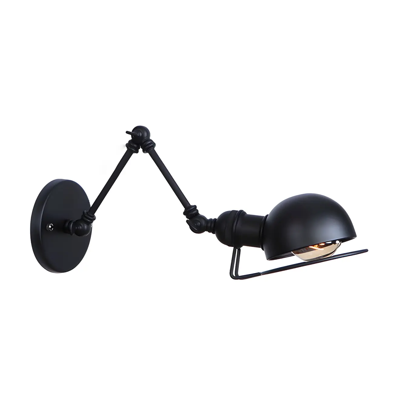 Industrial Black Adjustable Swing Arm Wall Sconce