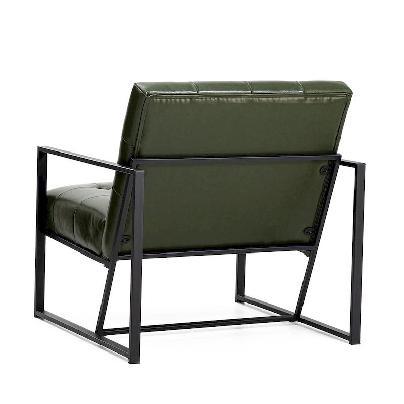 Glitzhome Set of 2 29.25W Mid-Century PU Leather Tufted Accent Chairs