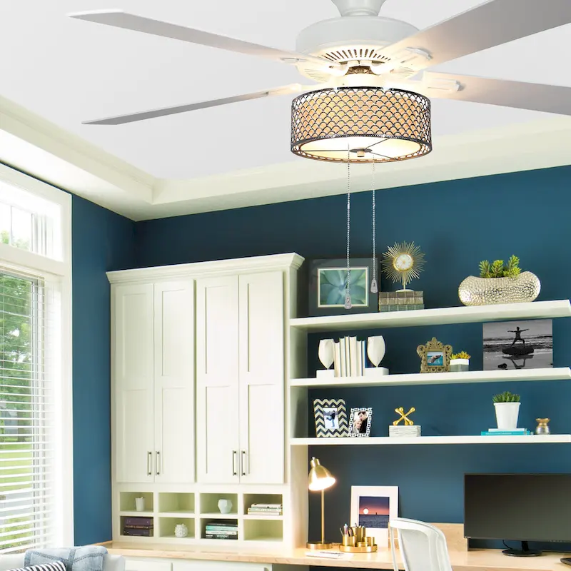 Porch & Den Laredo Chromed Wave 5-blade 52-inch LED Ceiling Fan