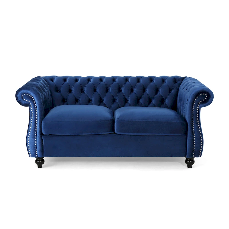 Somerville Upholstered Chesterfield Nailhead Loveseat by Christopher Knight Home