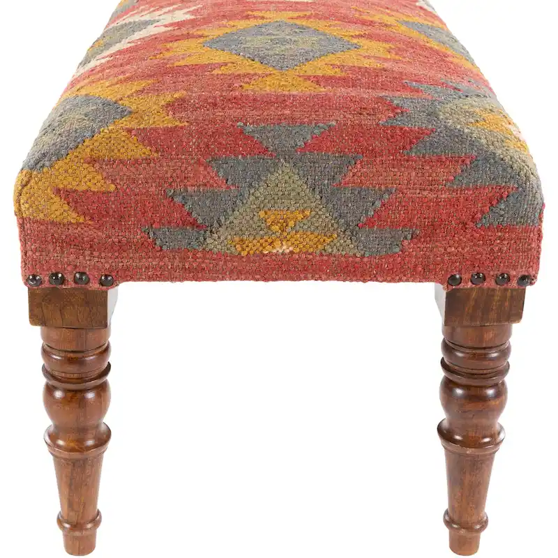 Livabliss Anupama Southwestern Upholstered Jute Bench