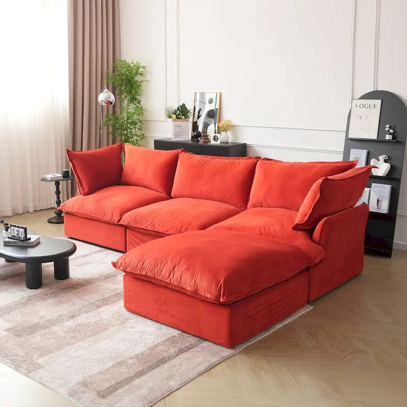 Modular Sectional Fabric Sofa,Extra Large L Shaped Couch with Reversible Chaise Modular Sectional Couch