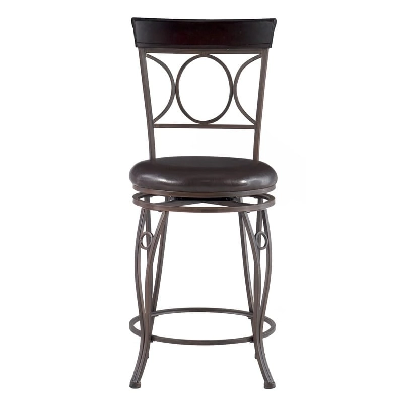 Linon Black Spiral Back Faux Leather Counter Stool