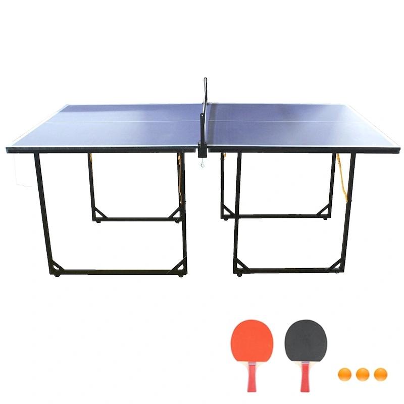 6Ft Mid-Size Table Tennis Table Foldable & Portable Ping Pong Table Set For Indoor & Outdoor Games With Net