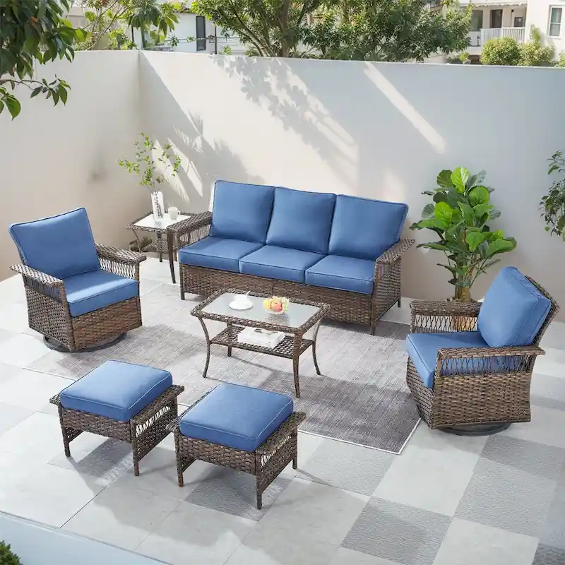 Gymojoy 3 Peices Patio Chairs with Coffee Table - Brown