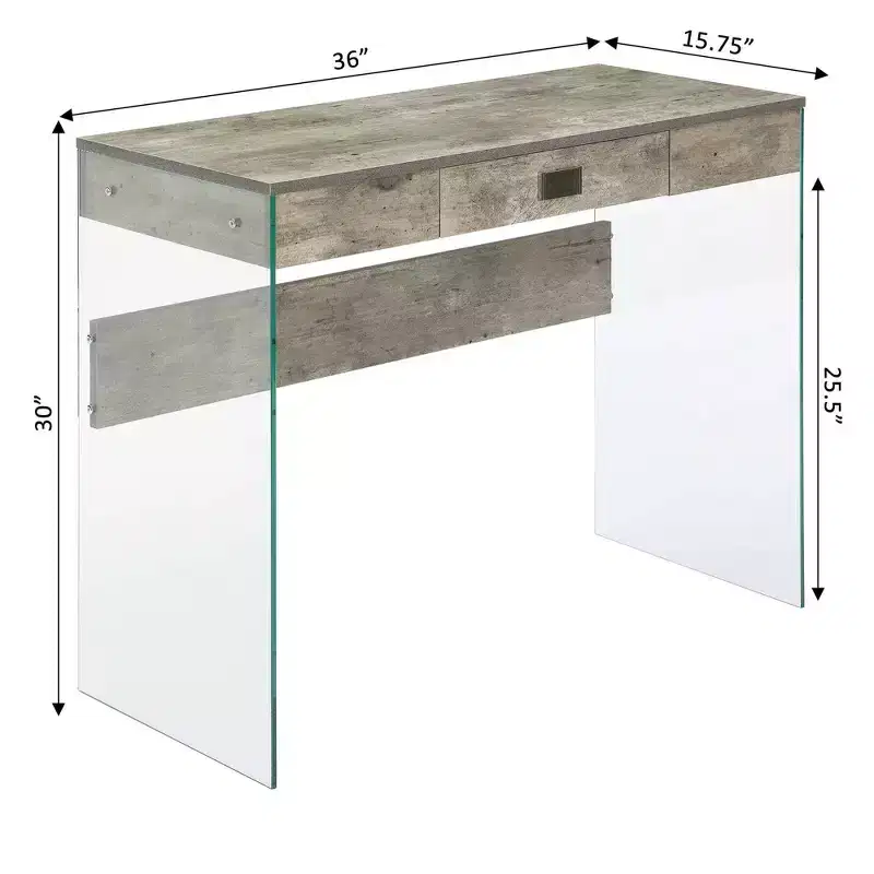 36 Breighton Home Uptown Glass Desk with Drawer