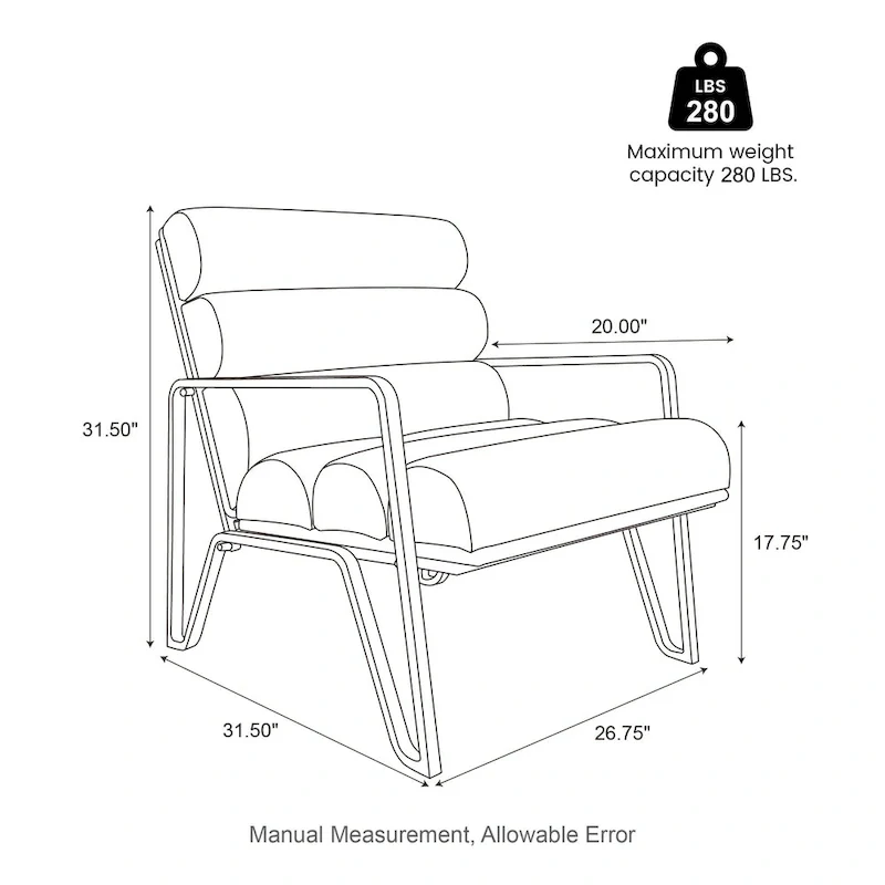 26.75W Modern Comfy PU Leather Accent Chair with Metal Frame