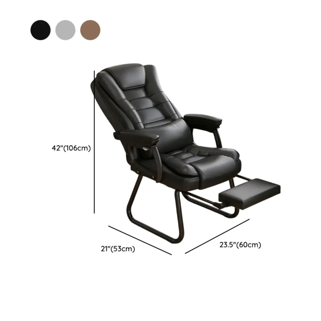 Luxurious Ink Leather Steel Reclining Office Chair