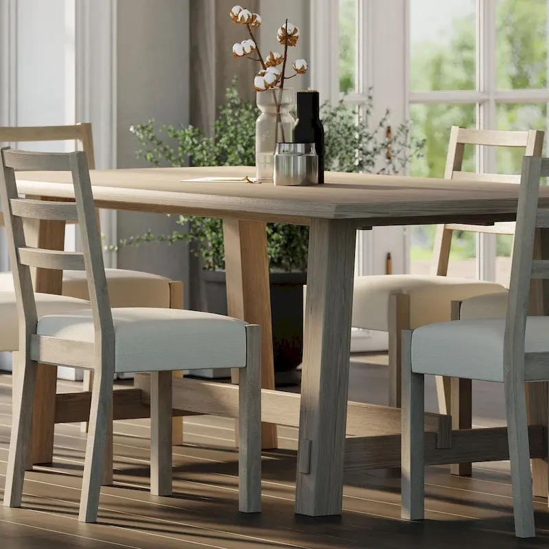 Rectangular Wooden Dining Table (Weathered Black Finish)