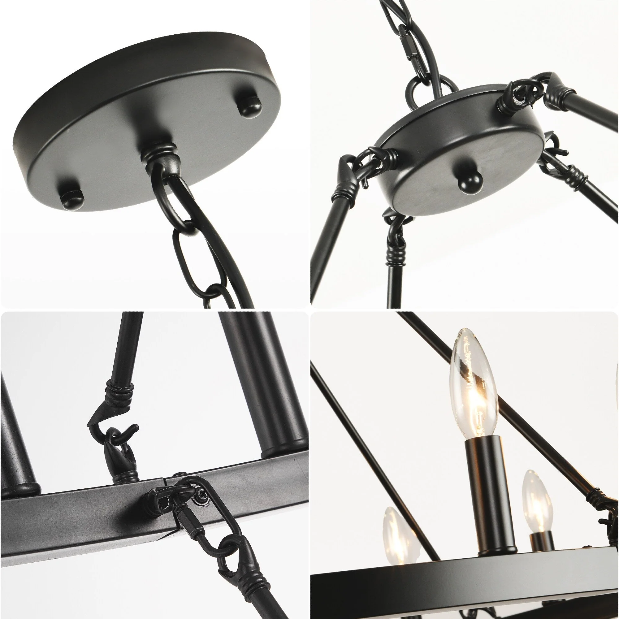 Modern Farmhouse Chandelier 2 Tier Round Wagon Wheel Chandelier Large High Ceiling Light.