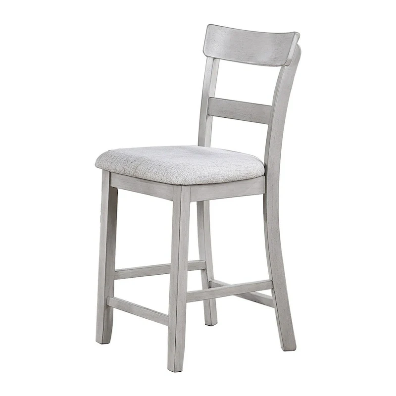 5 Piece Set Counter Height Dining Table, 4 Chairs, Gray Fabric, Wood