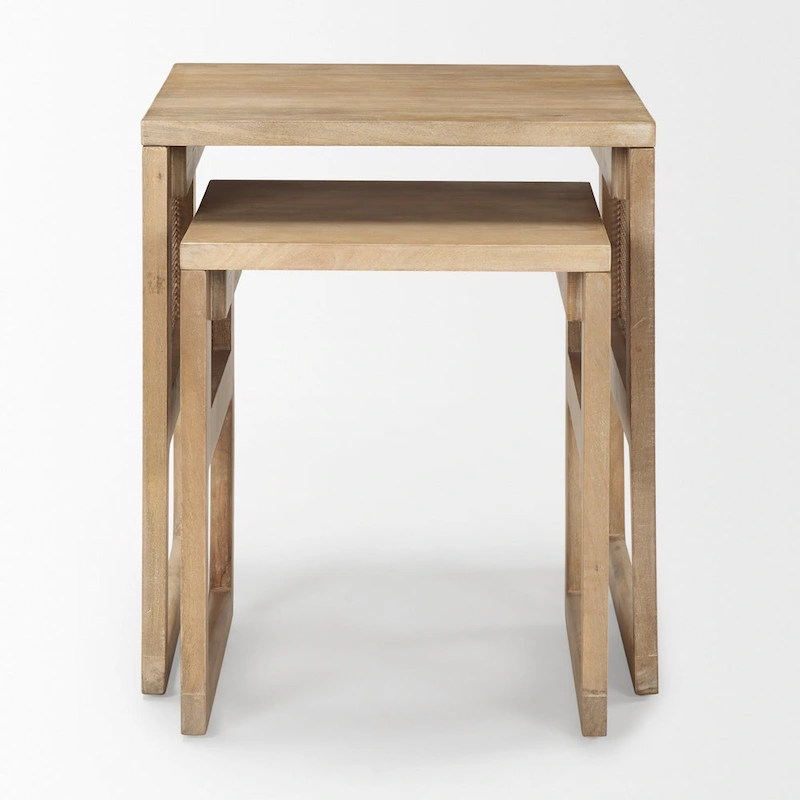 Grier Solid Wood With Cane Accents Square Nesting Accent Tables (Set of 2) - 20L x 20W x 23H