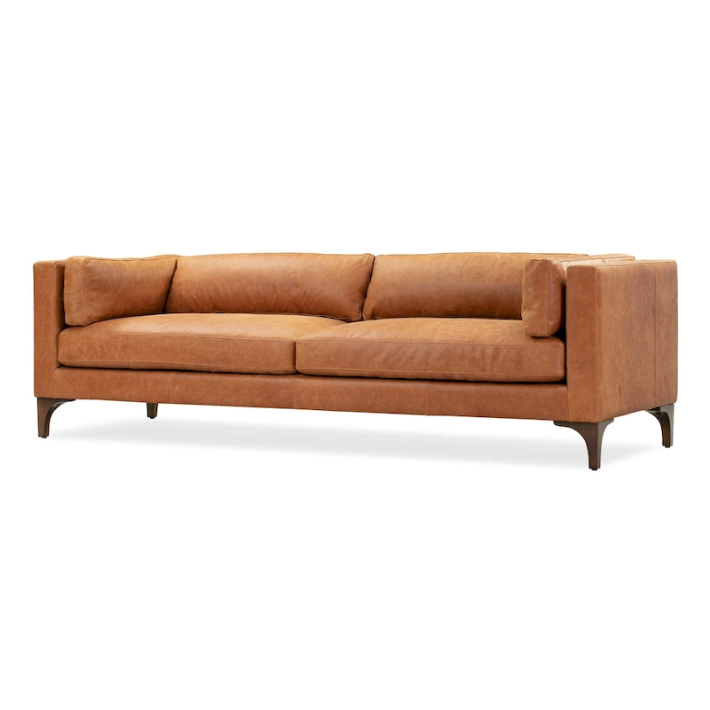 Poly & Bark Argan 93 Sofa in Cognac Tan - Full Grain Genuine Italian Leather