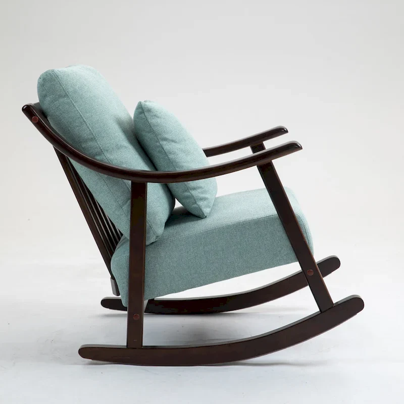 Linen Solid Wood Rocking Arm Chair