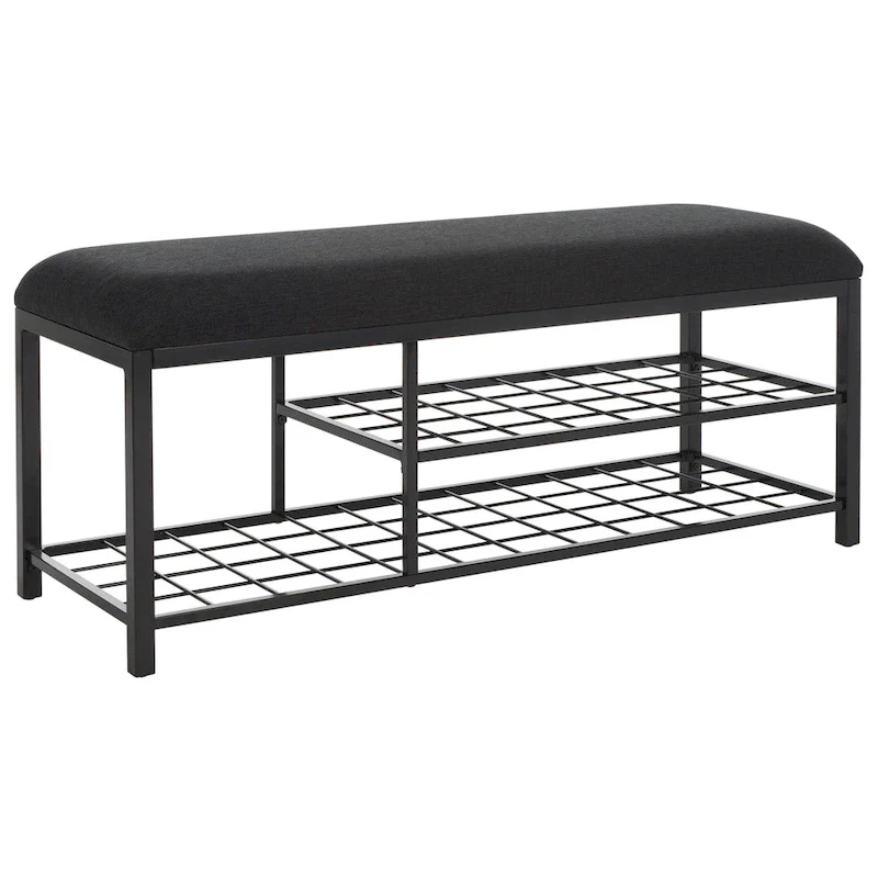 SAFAVIEH Yael Open Shelf Bench with Cushion - 42 W x 15 D x 18 H - 42Wx15Dx18H