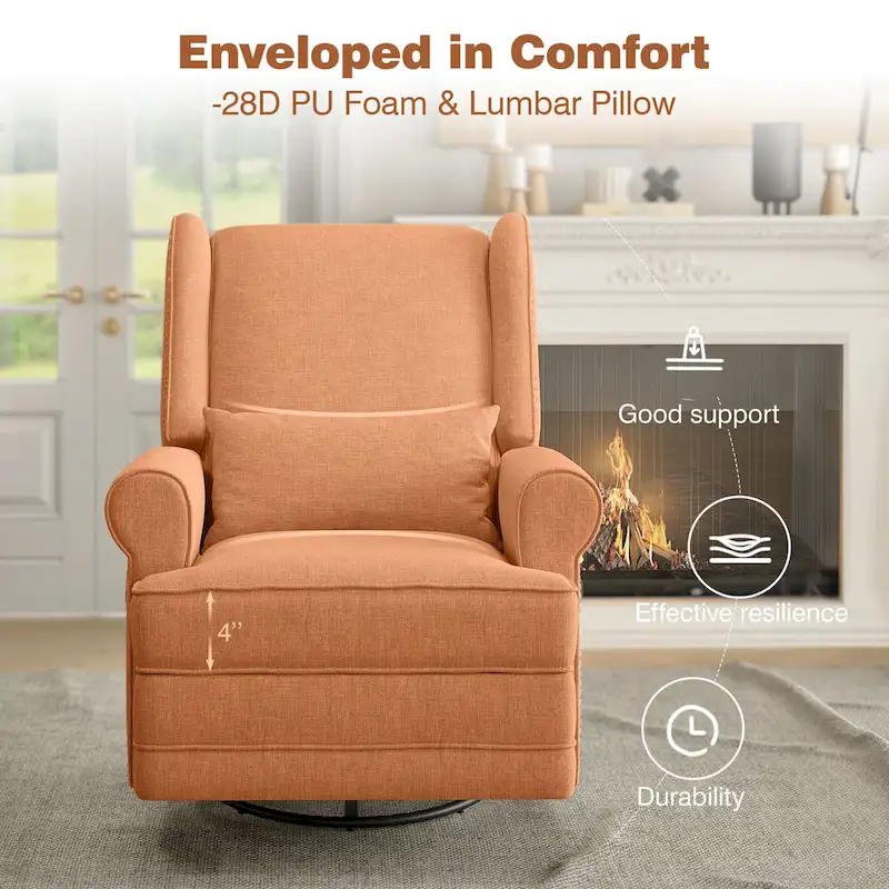 Swivel Recliner Chair with Extra Large Footrest, Grey