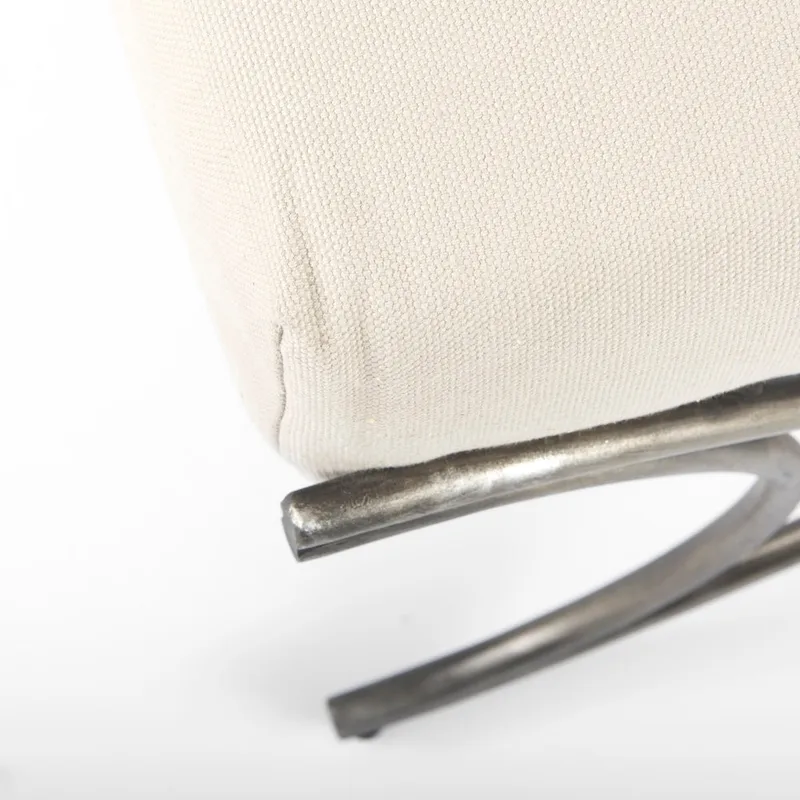 Ayla Gray Fabric Seat w/ Dark Nickel Metal Frame Bench