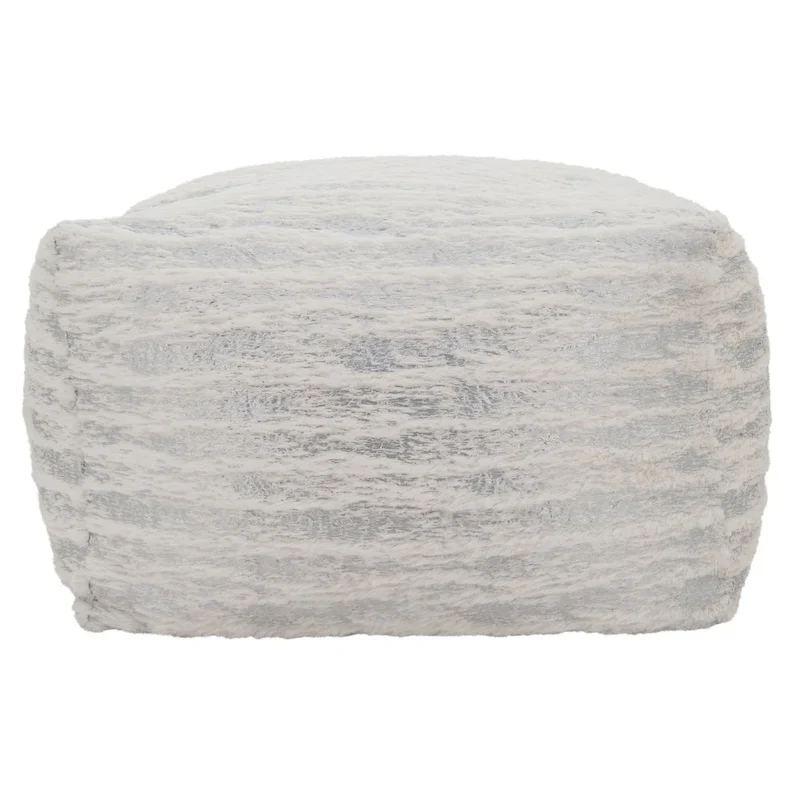 Faux Fur Pouf With Foil Print Design