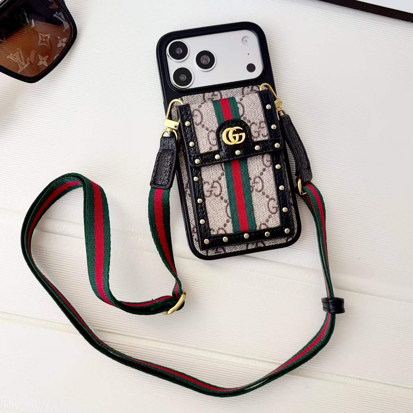 LL GG Rivet Trunk 01 Detachable Crossbody Case for iPhone - Vania Cases