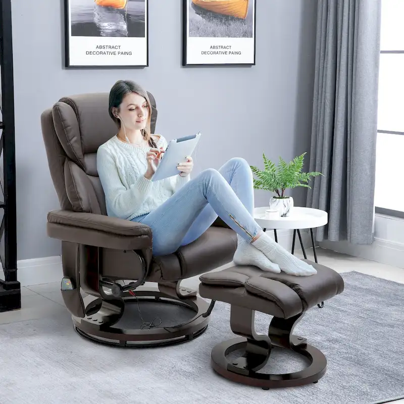 HOMCOM Massage Recliner Chair with Ottoman Footrest