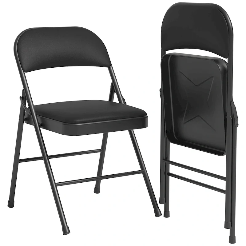 Folding Chairs 2/4 Pack With Padded Cushion and Back