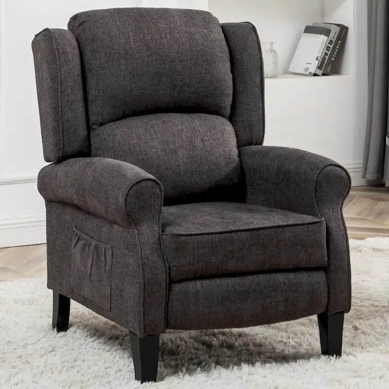 HOMYKA Polyested Upholstered Pushback Recliner Accent Chair Wingback Armchair