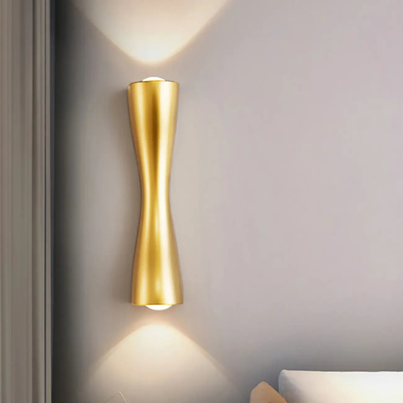 Modern 2-Light Black and Gold Curved Wall Sconce