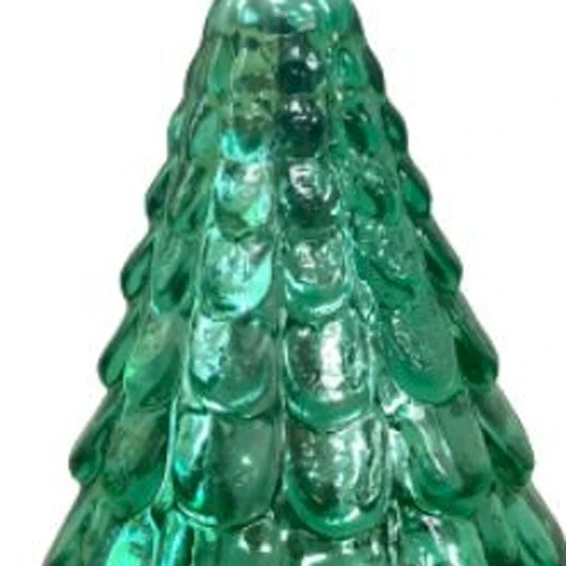HomeRoots 7  Embossed Green Glass Christmas Tree Sculpture - 4' X '7' X '4