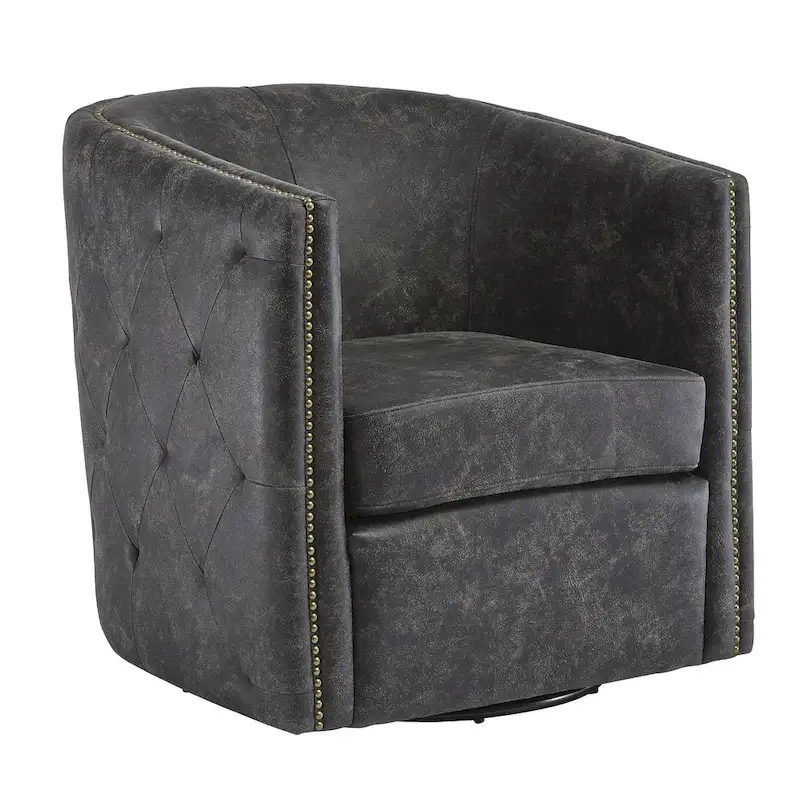 Brentlow Distressed Black Swivel Chair - 28.75 W x 31 D x 31.5 H