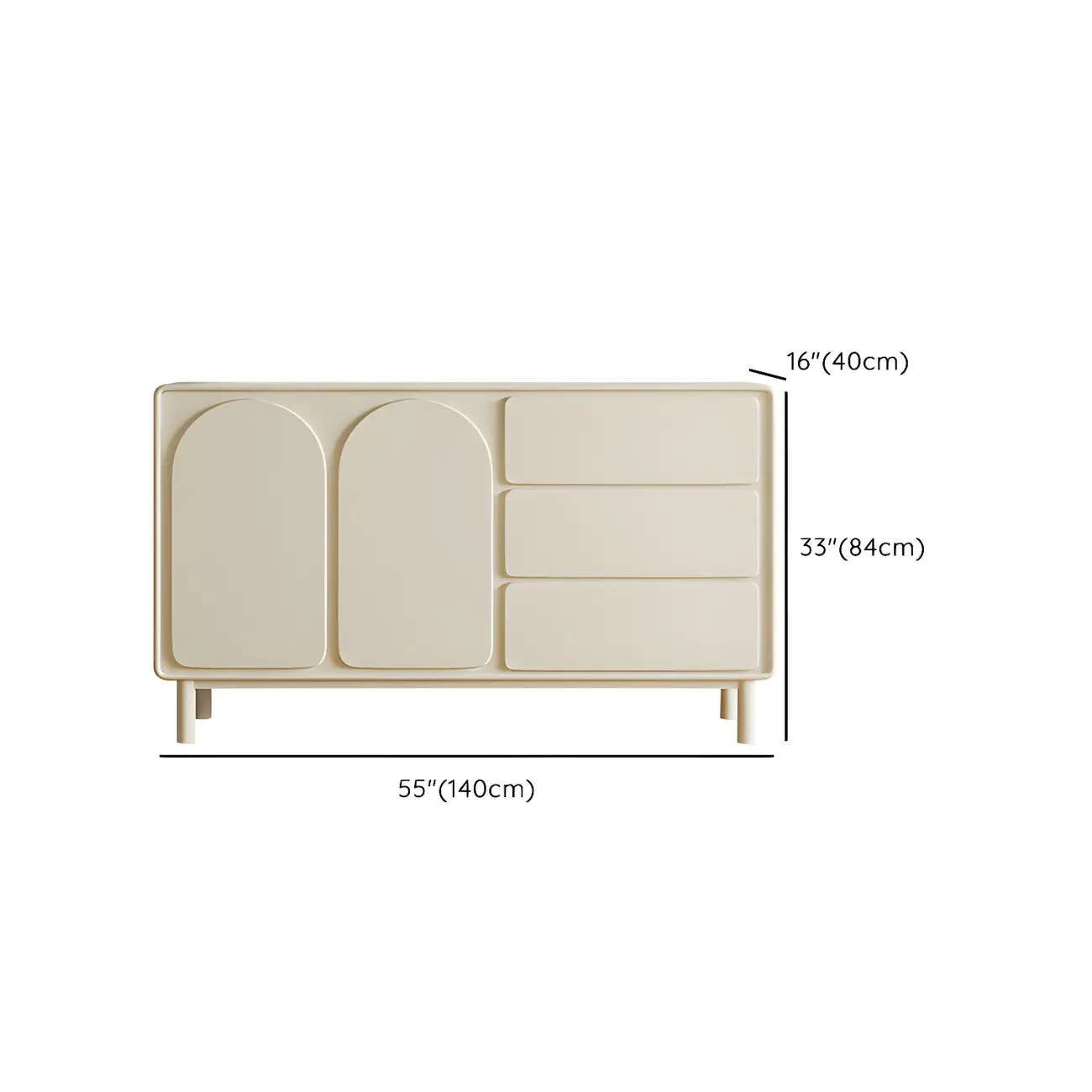 Durable Off-White Wooden Combo Dresser with Shelves