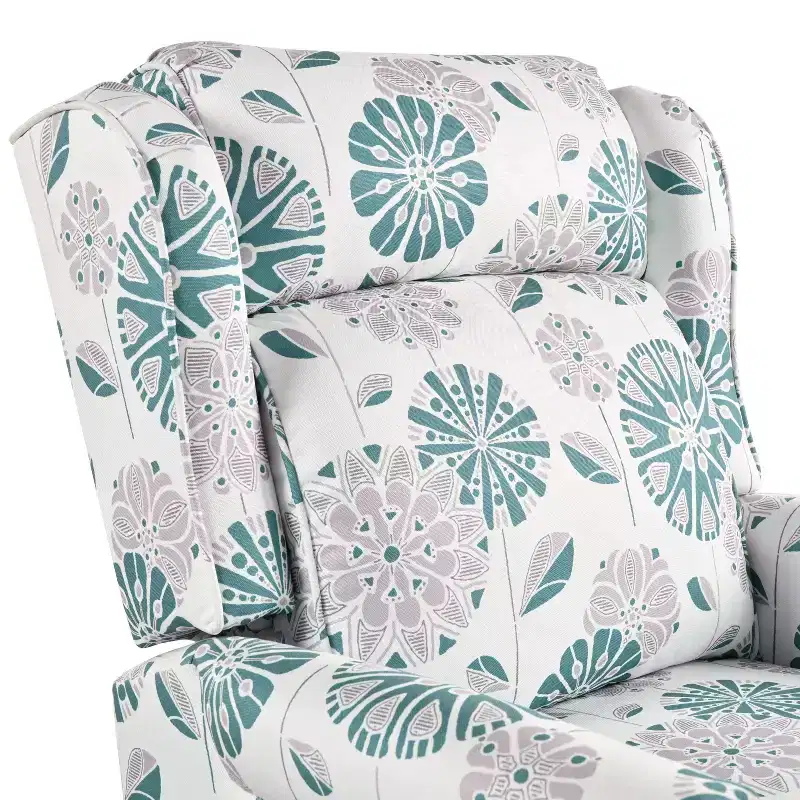 Christopher Knight Home Barnn 29.75 Upholstered Push Back Recliner Chair with Classic Wing Back, White/Blue