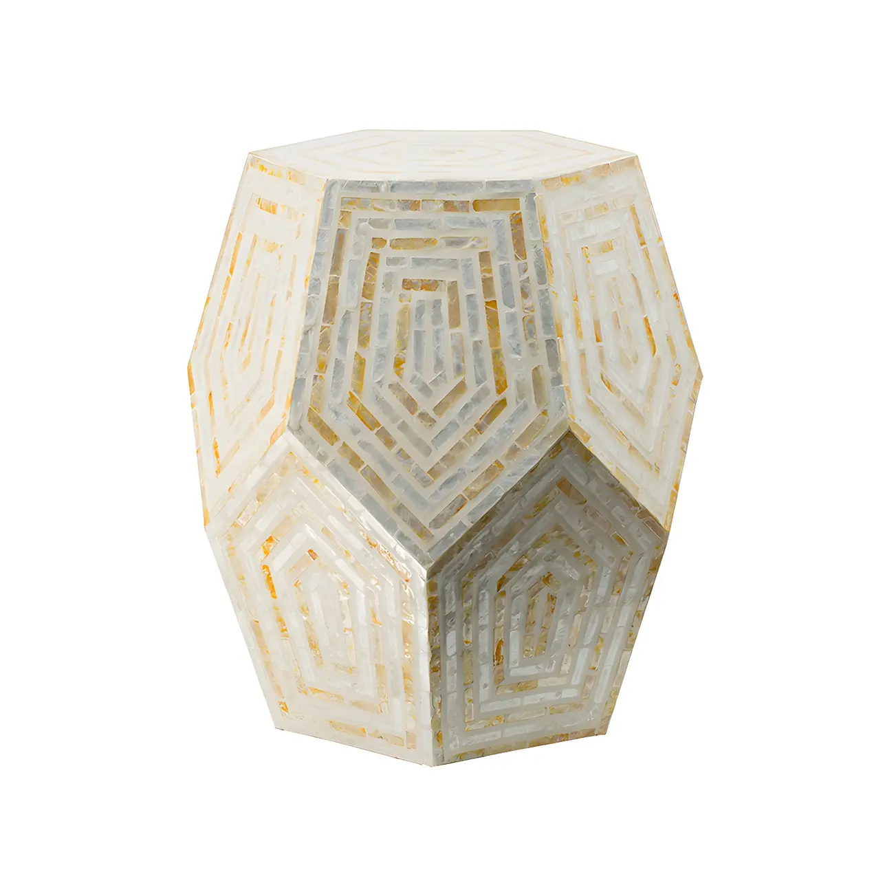 Tropical Mosaic Wooden Round Side Table