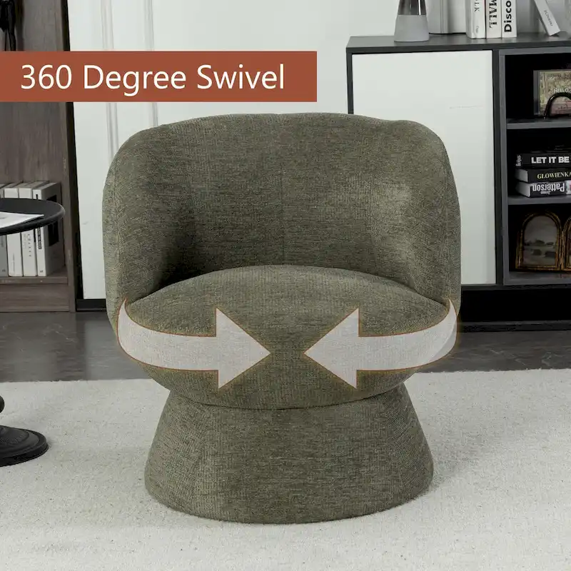 Set of1 Boucle Upholstered Modern Style Swivel Accent Chair