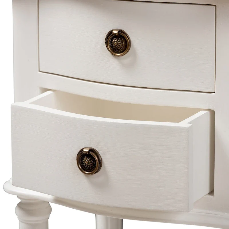 Farmhouse White Finished 2-Drawer Nightstand