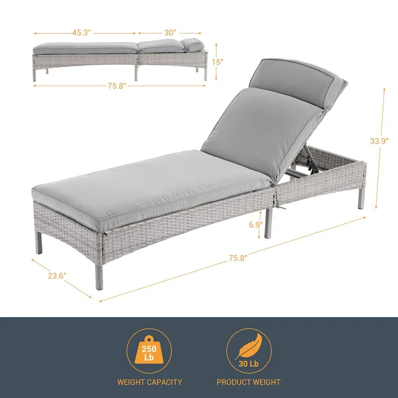 LIVOOSUN Patio Chair Rattan Single Lounge Water-Repellent Cushion