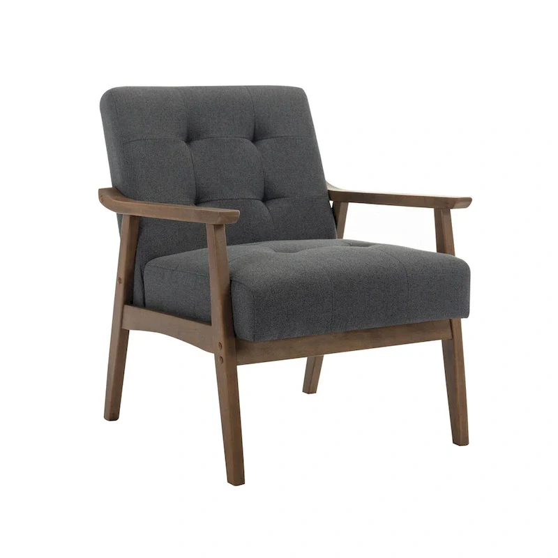 Galina Fabric Accent Chair with Rubberwood Legs