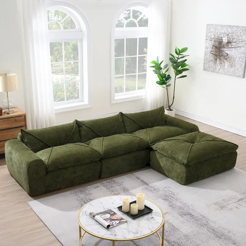 116-In Modern Chenille Sectional Sofa with High Density Foam,No Assembly Required