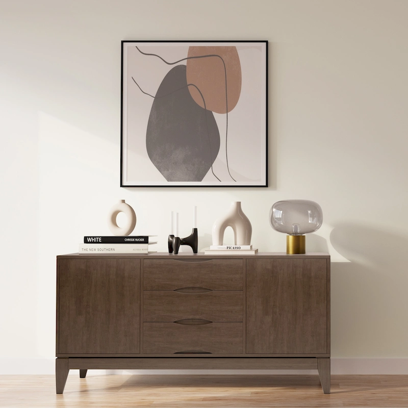 WYNDENHALL Pearson SOLID HARDWOOD 60 inch Wide Mid Century Design Sideboard Buffet in Walnut Brown - 17