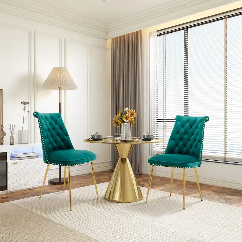 Clihome Modern Velvet Upholstered Featured Dining Chairs (Set of 2)