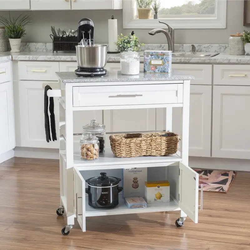 Barbara Rolling Mobile Kitchen Cart with Granite Top