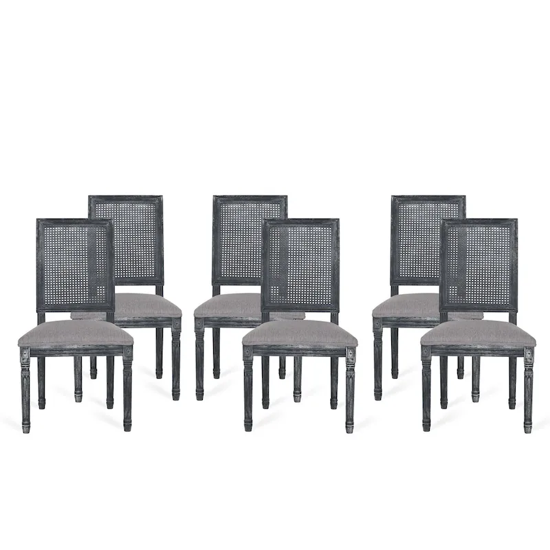 Regina French Country Wood and Cane Upholstered Dining Chair (Set of 6) by Christopher Knight Home